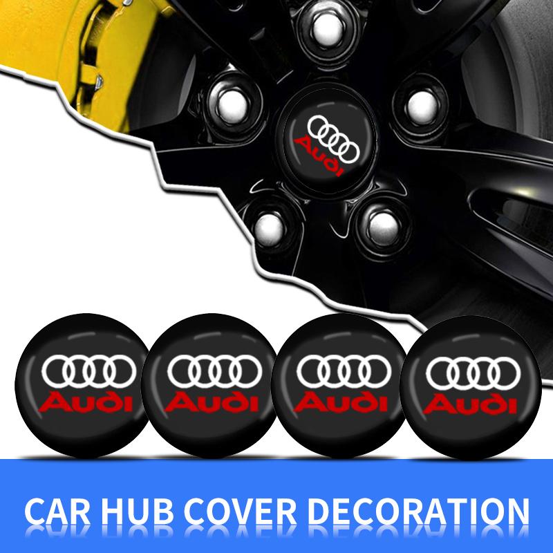 4pcs Car Wheel Center Hub Cap Logo Stickers Rim Cover Emblem Decal For Audi A1 A3 A4 A5 A6 A7 A8 Q2 Q3 Q5 Q7 Q8 S7 S8 S3 S4 RS5
