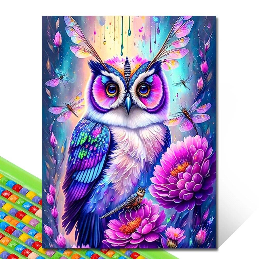 DIY 5D Diamond Painting Pink Owl Full Round Diamond Embroidery Cartoon Animal Cross Stitch Set Art Home Decoration