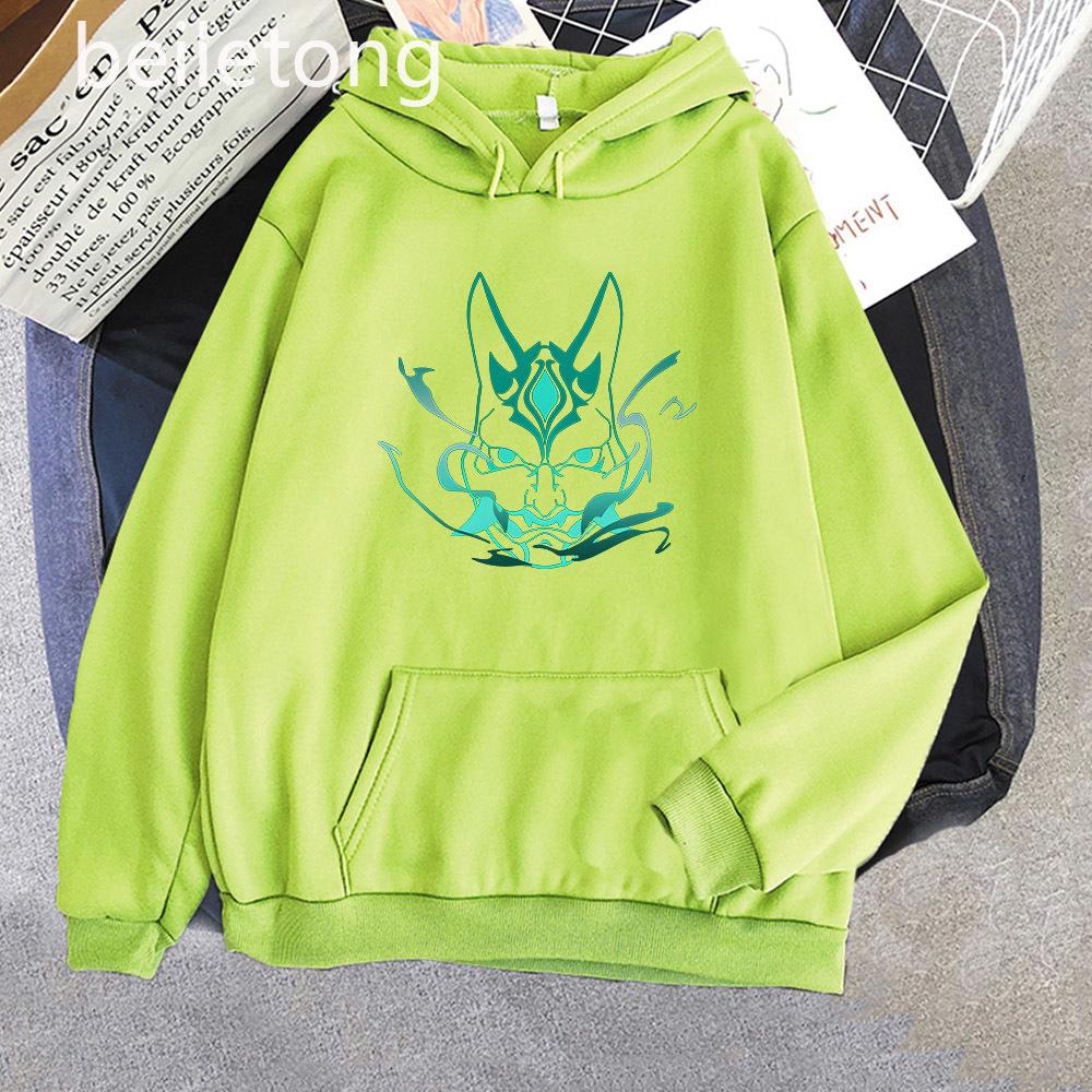 Kawaii Xiao Genshin Impact Топы Эстетическая одежда в стиле аниме Толстовка с капюшоном большого размера Harajuku Толстовка Женская уличная одежда с длинным рукавом Kpop