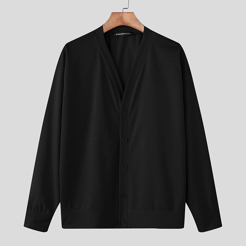 INCERUN Мужской кардиган кимоно оверсайз с рукавами «летучая мышь», на пуговицах, повседневный