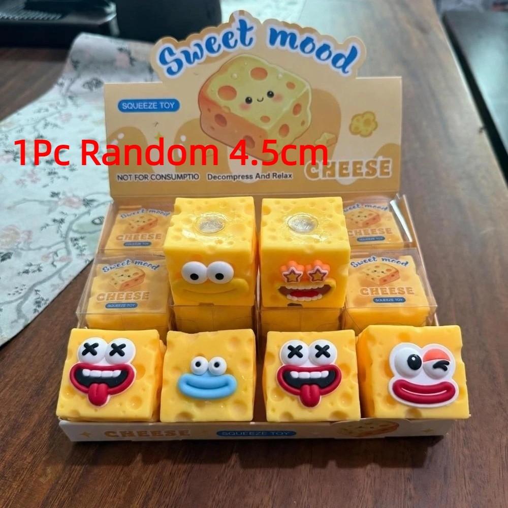 Sausage Mouth Cheese Squeezed Cube Crunchy Cheese Fidget Toy Cheese Squishy Toy  for Kids Adults