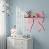Pink Bow Wall Mounted Shelf Wooden Holder Wood Storage Rack Wall Storage Holder  Girls Room