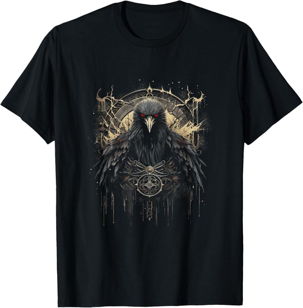 Dark Raven with Red Eyes Viking Norse Mythology T-shirt