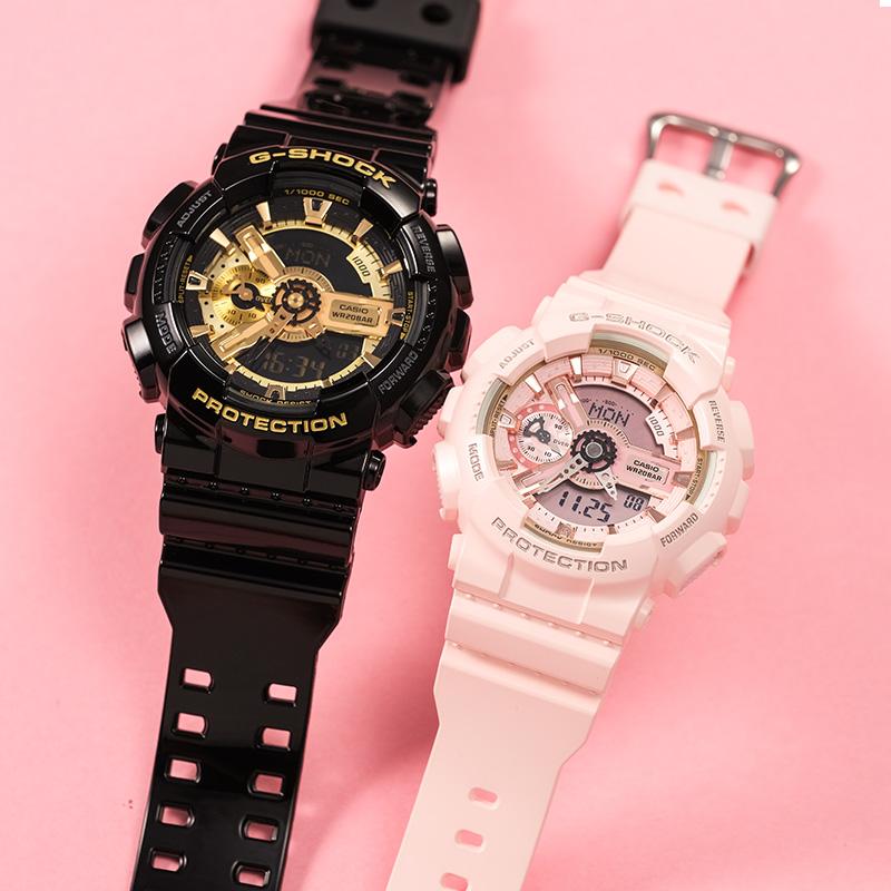 Casio Серия часов-GAGMA Водонепроницаемые и ударопрочные Кварцевый механизм Ремешок из смолы Японские и корейские часы Унисекс Черный GMA-S110MP-4A1PR&GA-110GB-1APR