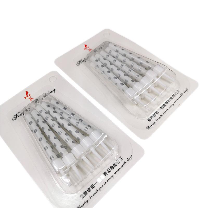 Children's Birthday Party Candles Romantic Golden Silver Polka Dots Candles Creative Cartoon Printing Polka Dots Birthday Candles