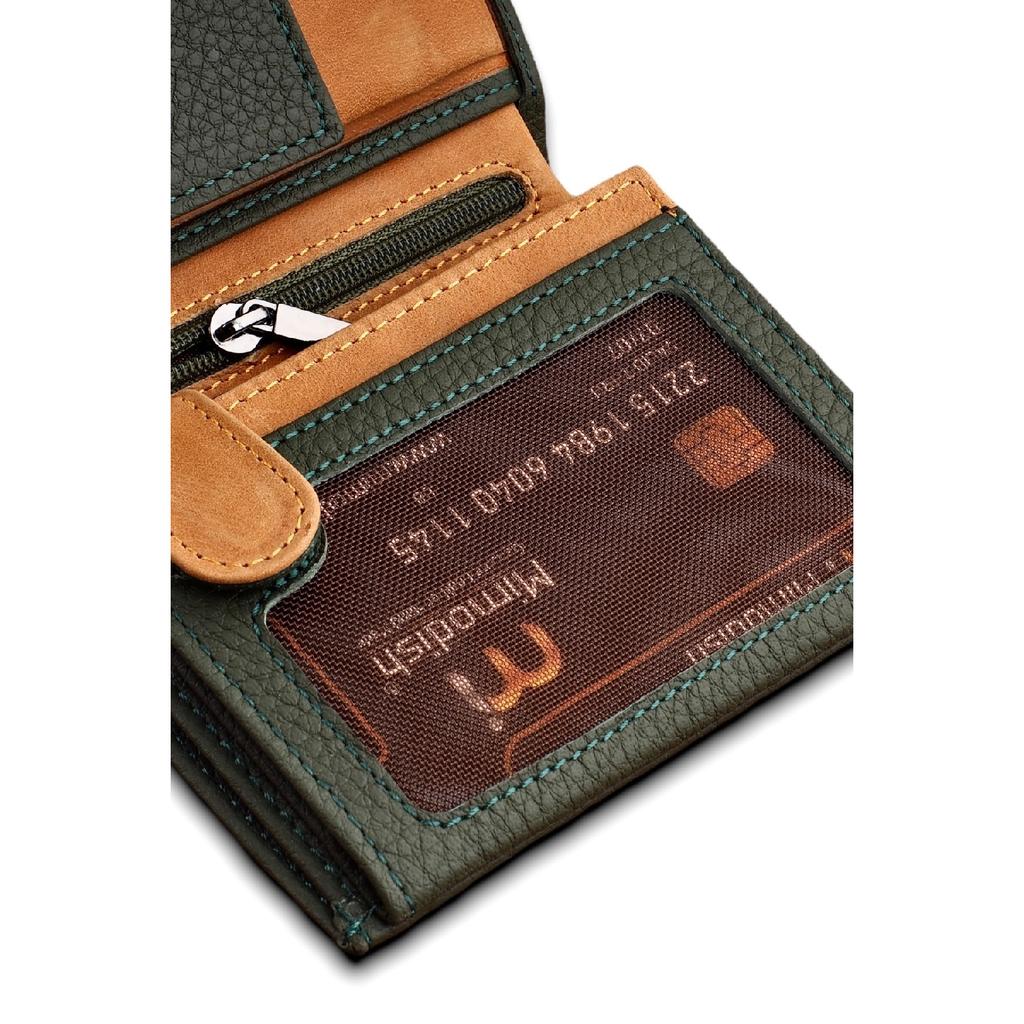 Роскошный мужской кошелек цвета хаки Camel с монетными глазами