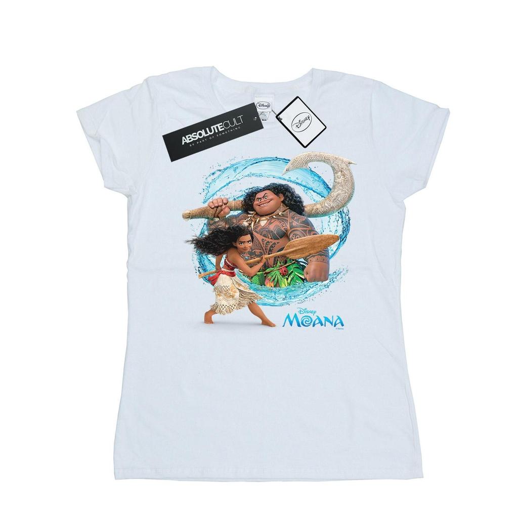 Disney Womens/Ladies Moana And Maui Wave Cotton T-Shirt