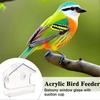 Clear Acrylic Bird Feeder with Strong Suction Cup Easy-Clean, Perfect for Garden