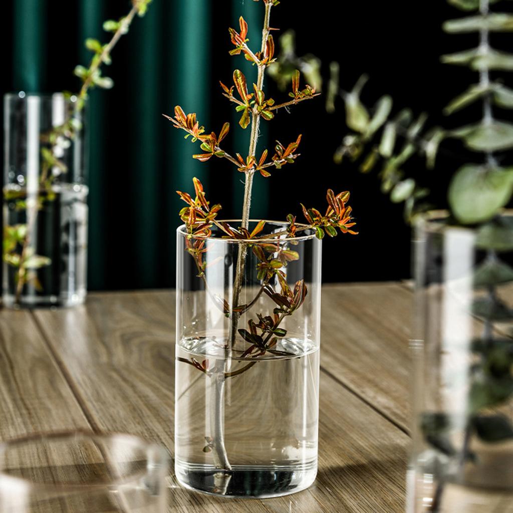 Modern Clear Glass Flower Vase Glass Cylinder Vase Floral Container Flower Vase Elegant Table Centerpiece Decoration