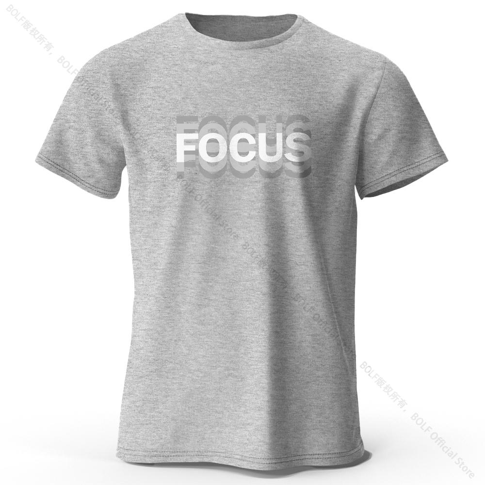 Focus Letter Minimalist Style T-Shirt, Lightweight Round Neck Short Sleeve Tee, Perfect for Unisex