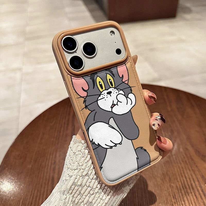 Милый Том подает заявку на чехол для мобильного телефона Apple 17 iphone16pro15/14 противоударный 13 полноразмерный 12 кожаный узор большие отверстия
