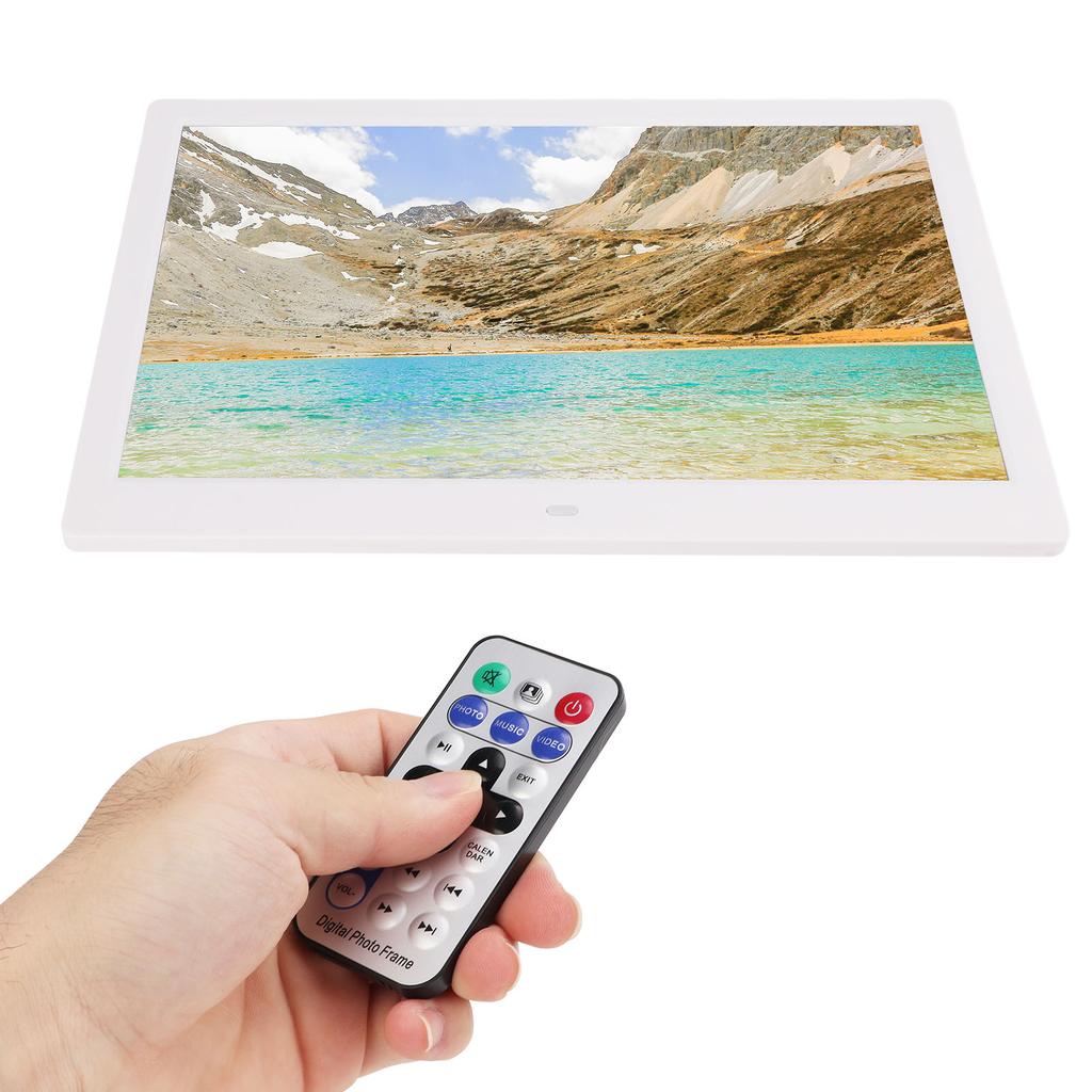 Цифровая фоторамка 14 дюймов, электронный фотоальбом, MP3, MPEG4, проигрыватель изображений с часами, календарем, пультом дистанционного управления