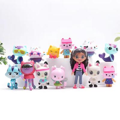 13 шт. Кукла Габби из мультфильма Фигурка-игрушка Улыбающаяся Машинка Кошка Обнимашки Девочка Габби Куклы Кошка-Меркат Мультяшная Фигурка Рождественский Подарок на День Рождения для Детей