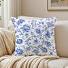 Blue And White Floral Pillow Case Breathable Organic Short Plush Cushion Covers Machine Washable Wrinkle-Resistant Soft Durable