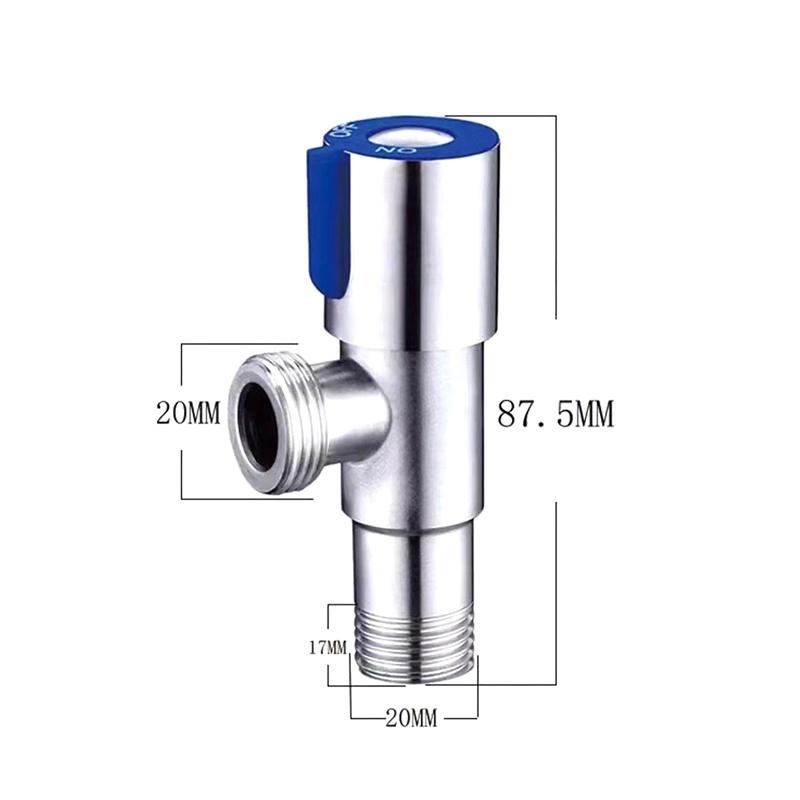 Трехходовой кран Туалетный запорный кран для воды Кран для водонагревателя 201 Нержавеющая сталь Кран для горячей и холодной воды для ванных комнат, кухонь, туалета