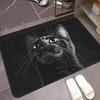 1pc Black Cat HD Printed Non-Slip Door Mat – Microfiber Absorbent, Machine Washable Polyester Rug for Bathroom, Bedroom, Living