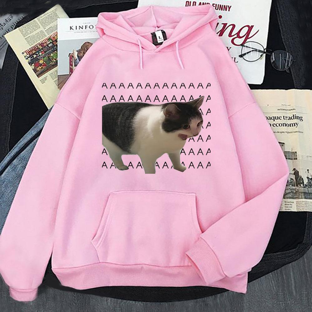 Милые толстовки с рисунком кота и мема унисекс эстетическая одежда осень-зима флисовые толстовки повседневные с длинным рукавом Sudadera смешные