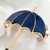 Cartoon Colorful Umbrella Shape Brooch Faux Pearl Rhinestone Pin Scarf Hat Badge Party Coat Accessories Gift