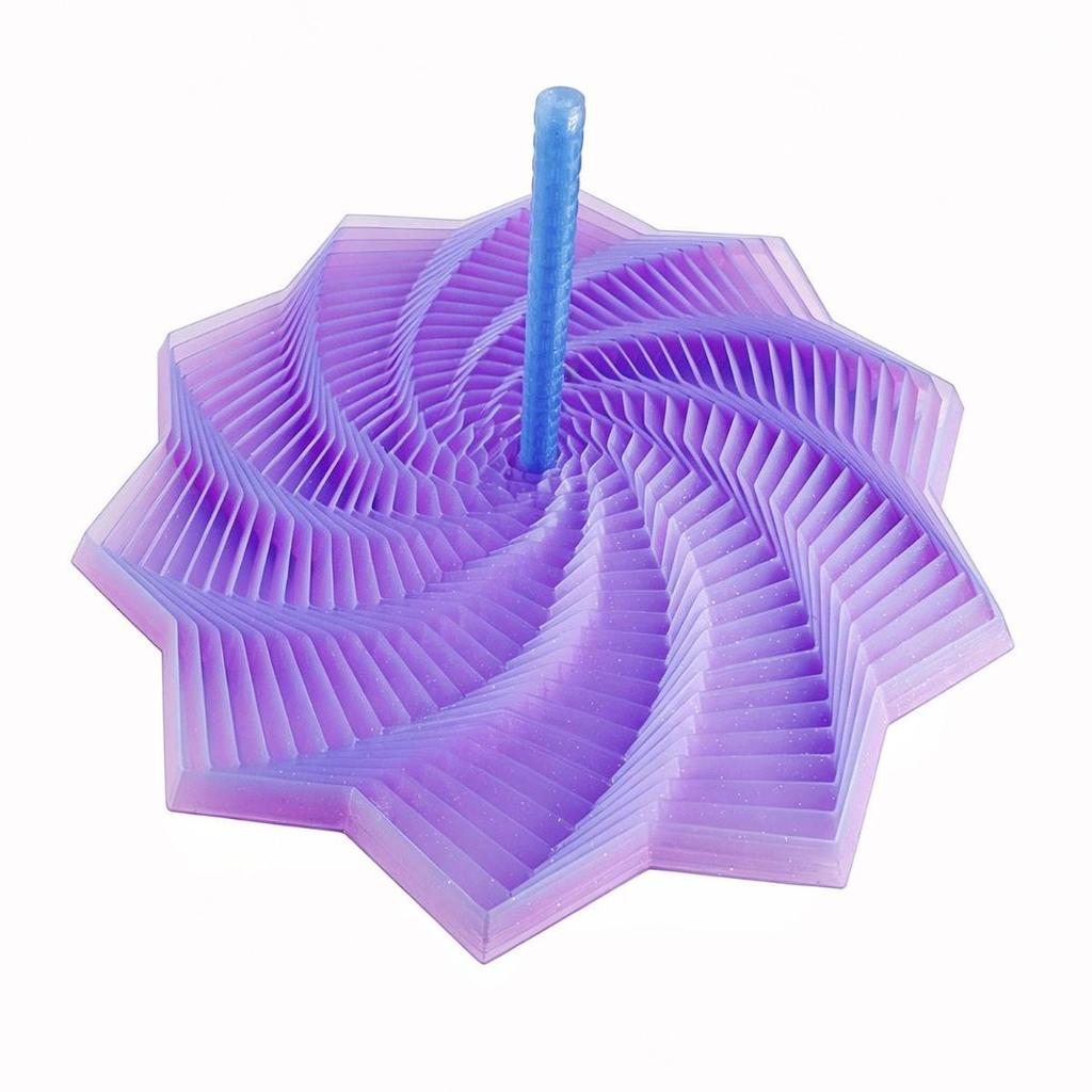 3D Printed Spiral Radish Tower: Three-Dimensional Polygonal Fingertip Toy with Handle