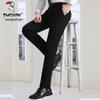 Woodpecker 2025 Men's Black Straight-Leg Formal Dress Trousers 