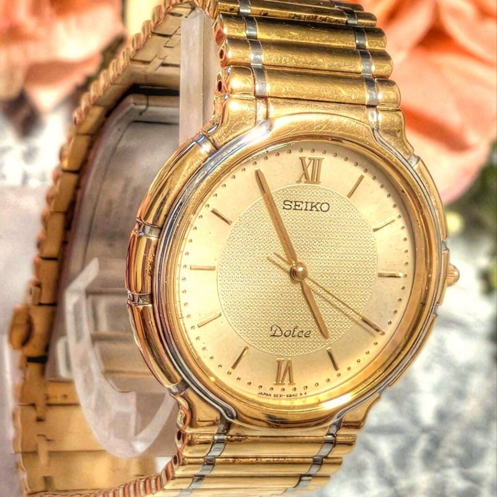 SEIKO Working новая батарея Dolce золотисто-серебристое сочетание, установлен. мужские наручные часы, цвет, винтажные