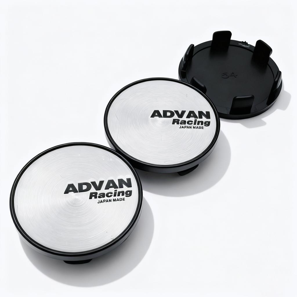 DEM5 4pcs JDM Advan Racing Logo Emblem Car Wheel Center Caps OD 54MM Clips 49MM Wheels Hub Dust Cap Rim Hubcaps Cover Car Accessories