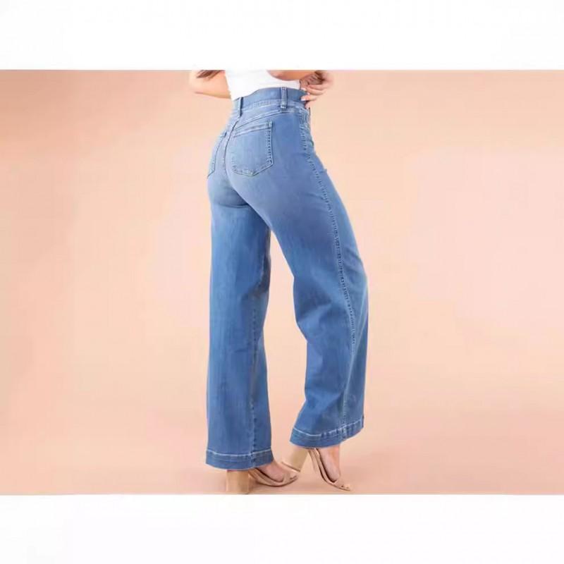 High-Waisted Stretchy Straight Leg Denim Jeans Women Comfort Fit Casual Workwear