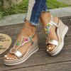 Fashion Bohemian Style Chunky Platform Sandals Women 2025 String Bead Wedges Sandles Woman Plus Size Slip On Gladiator Sandals Female