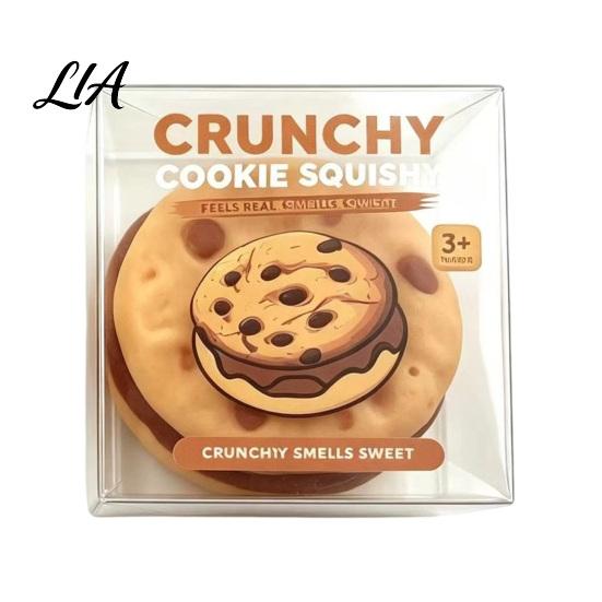 Gift for Food Lovers Crunchy Cookie Squeeze Toy, Bead Filled Fidget Realistic Stress Relief Toy Replica Sensory Ball with ASMR Feel Adults Calming
