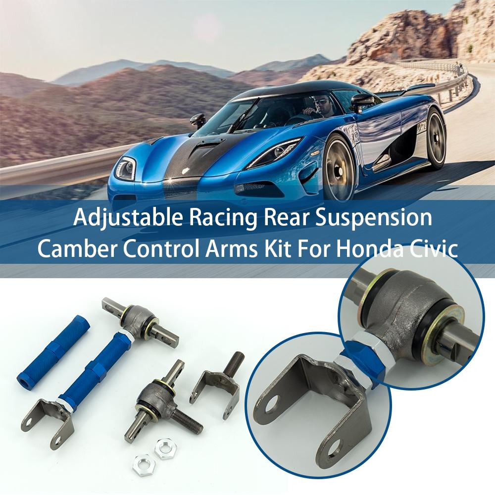 1Pair REAR Adjustable Racing Rear Suspension Camber Control Arms Kit For Honda Civic EP3 TYPE R DC5 ES1 EP2 SPORT