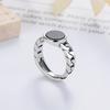 Серебро S925 пробы Ретро Дизайн цепочки в стиле холодного ветра Интернет-знаменитость Кольцо с черным агатом Модный тренд Кольцо на указательный палец