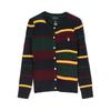 Polo Полосатый принт V-образный вырез пуговиц длинный рукав свитер детский свитер многоцветный 313916530-001
