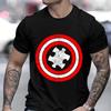 Man Tees Captain Autism Red and Blue Hero Shield Printed T Shirt Y2K Clothes Men's Clothing Hip-Hop T-shirt Men Streetwear Tops