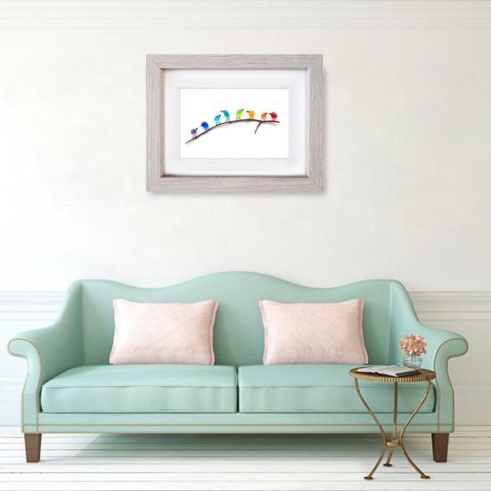 Морское Стекло Радужные Птицы Украшение Стоя на Ветке Симпатичные Мин Красочные Смола Птица Настенное Искусство Орнамент Гостиная Спальня Домашний Декор