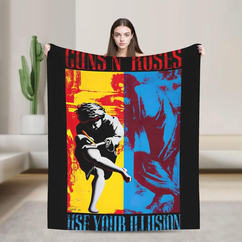 Guns N Roses Band Warm Soft Blanket Travel Office Plush Throw Blanket Novelty Couch Chair Flannel Bedspread Sofa Bed Cover