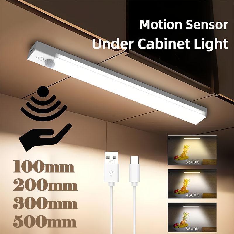 Индукционный светодиодный светильник с USB-зарядкой, магнитный светильник для шкафа, подходит для кухни, гардероба, прихожей, спальни, освещения шкафа, датчик движения