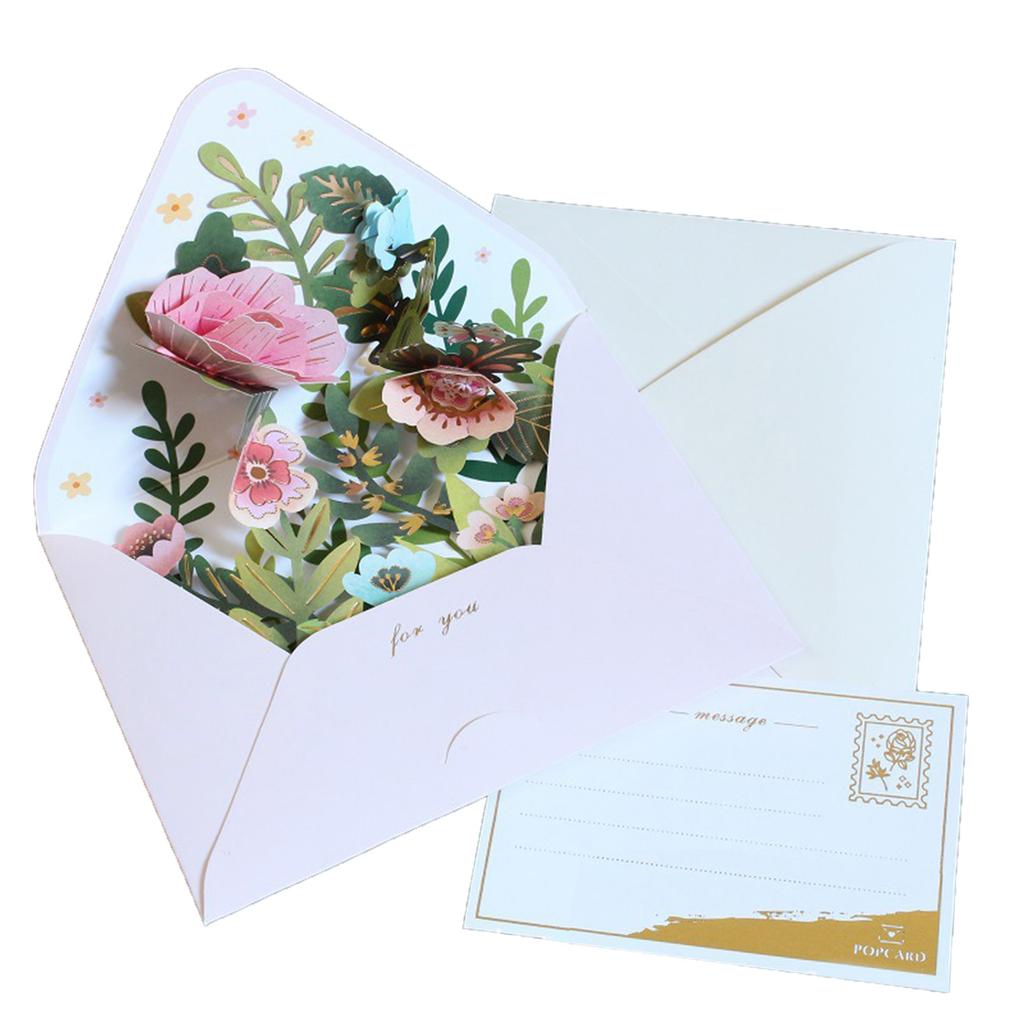 Многофункциональная 3D открытка с цветком, поздравительная открытка, подарочная карта, подарок своими руками, сообщения, изготовлено с заботой, конверт, подарки для мамы