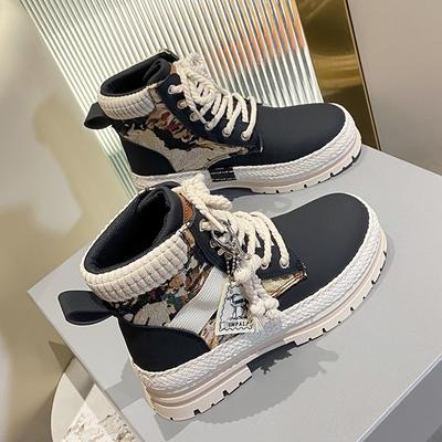 CRLAYDK Винтажные ботинки на платформе для женщин, плетеные ботильоны до щиколотки на подошве с протектором, женские повседневные боевые ботинки для ходьбы на шнуровке