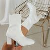 Elastic Boots New Autumn and Winter Pointed Head Fly-woven Large Size Women's Boots Thick High Heel Medium Tube Thin Socks Boots