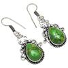 Green Turquoise Gemstone Handmade Gift For Her Silver Jewelry Earrings 1.5''