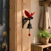 Exquisite Craft Ornament Red Bird Garden Bell, Vintage Style Wall Mounted Outdoor Dinner Unique Home Decor Gift Yard for Porch Patio Entryway