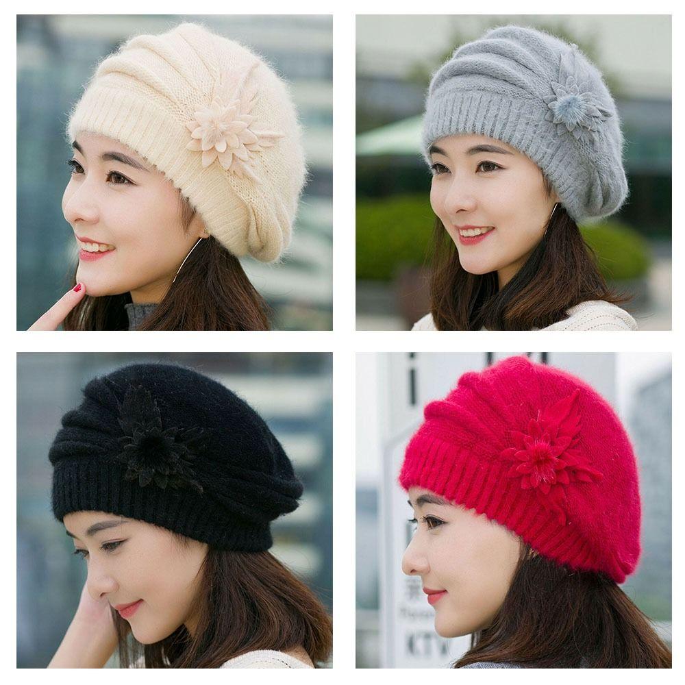 Теплая мамина шапка вязаная шерстяная женская береты повседневная женская шапка осень зима