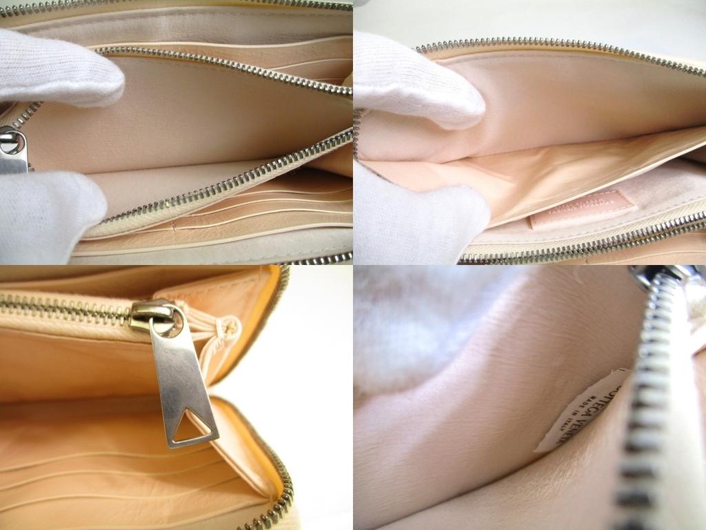 Authentic BOTTEGA VENETA Cassette Pink Beige Paper Calf Leather Zip Around Wallet #a878  Refurbished