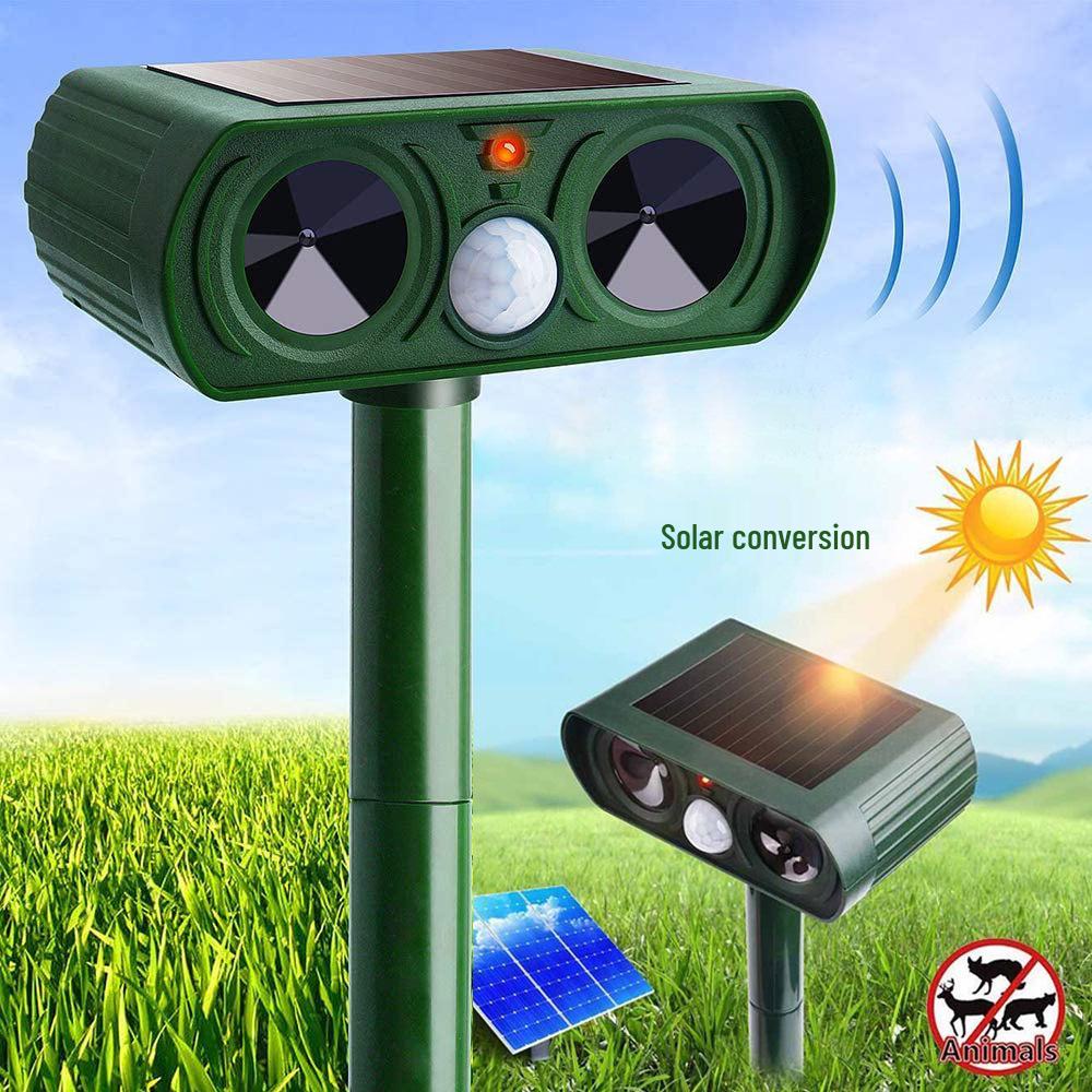 Ultrasonic Solar Animal Repeller with Infrared Sensor and Flashing Light