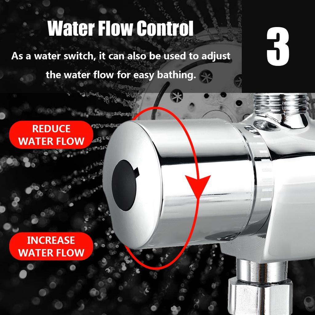 Настенный термостатический душ для ванной комнаты, смеситель для холодной и горячей воды, латунный смеситель, двухрычажное управление, контроль температуры, смеситель для душа и ванны