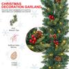9-футовая рождественская гирлянда с 50 теплыми белыми светодиодными огнями, на батарейках, с сосновыми шишками и красными ягодами, искусственная зелень для помещения/улицы