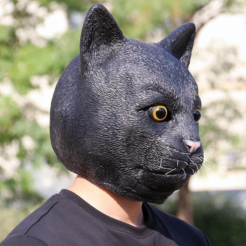 Хэллоуин Косплей Черная Кошка Маска Зверополис Черная Кошка Латексный Головной Убор Маска Черной Кошки