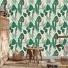 Green and pink leaves wallpaper for living room and bedroom 50x1000