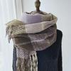 Korean Style Plaid Cashmere-Like Tassel Scarf for Women - Warm, Thick, and Ideal for Autumn and Winter