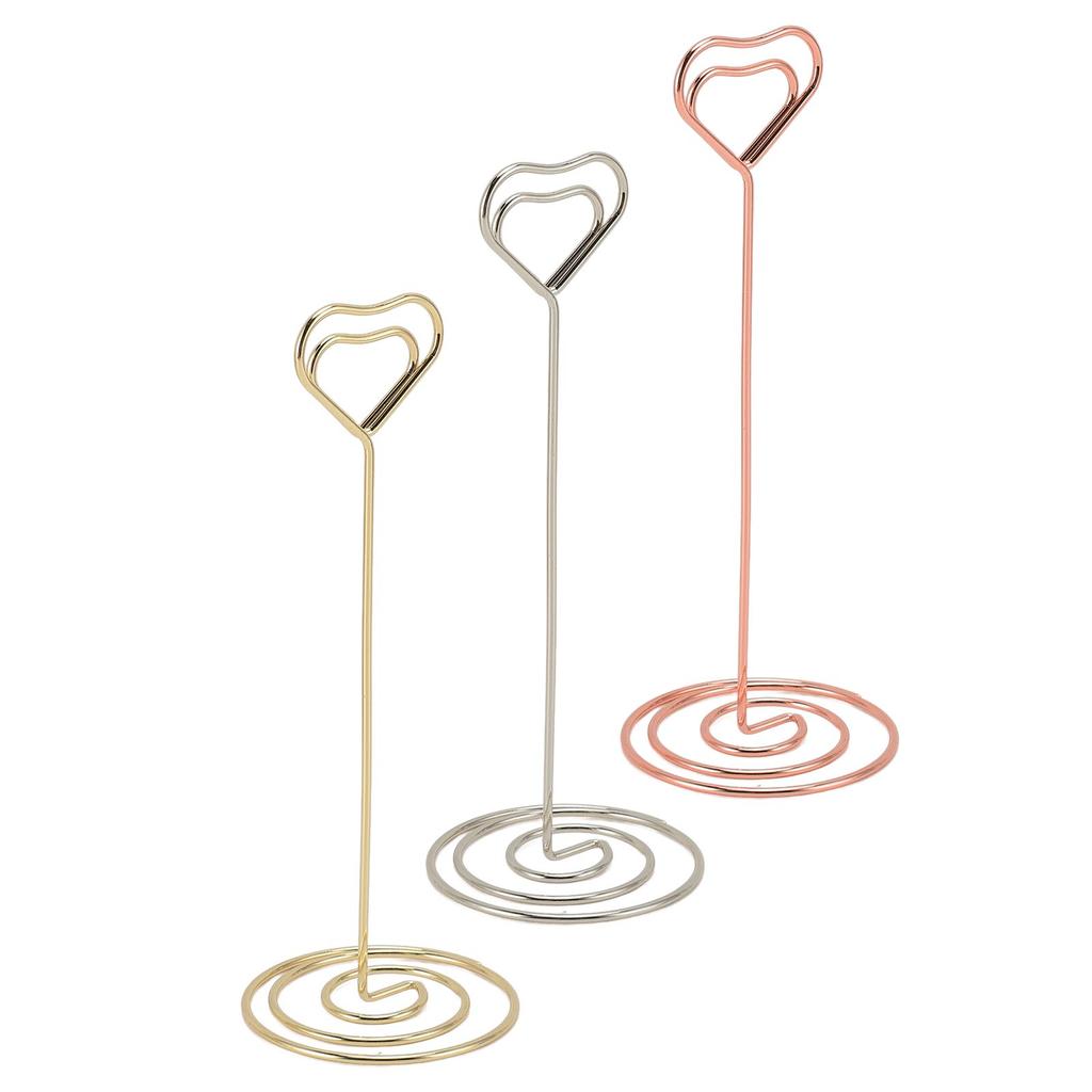 20 Pcs Table Number Holder 15cm Heart Shaped Place Card Holder Memo Clip Photo Stand
